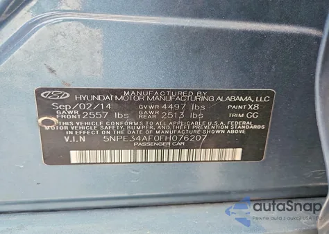 2015 Hyundai Sonata Sport from USA, damaged, VIN 5NPE34AF0FH076207